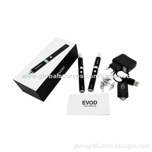 E cigarettes EVOD double kit with various colors and cigarette box packing